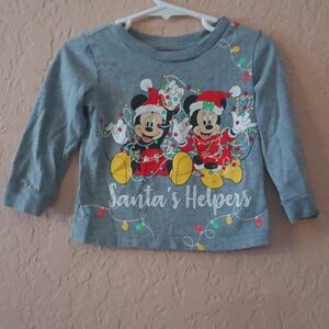 Disney Mickey and Minnie Santa's Helpers long sleeved gray Christmas shirt 18m